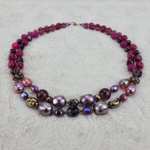 1960's Double Strand Graduating Purple Bead Necklace